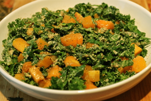 Raw Kale Salad with Winter Squash