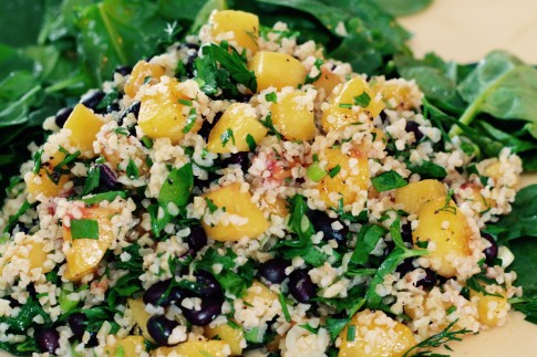 Bulgur wheat salad with black beans and peaches, lime vinaigretteAuto Draft