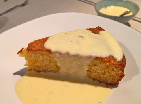 Rose Levy Beranbaum’s golden almond butter cake with coconut cream anglaise