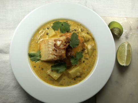 Smoked Haddock with Lentils in Turmeric Spiced Broth