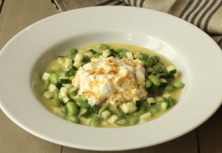 homemade curds, green vegetables cooked in butter and celery chilli sauce