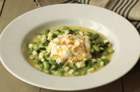 Home-Made Curds, Green Vegetables Cooked in Salted Butter, and Celery Seed Chilli sauce