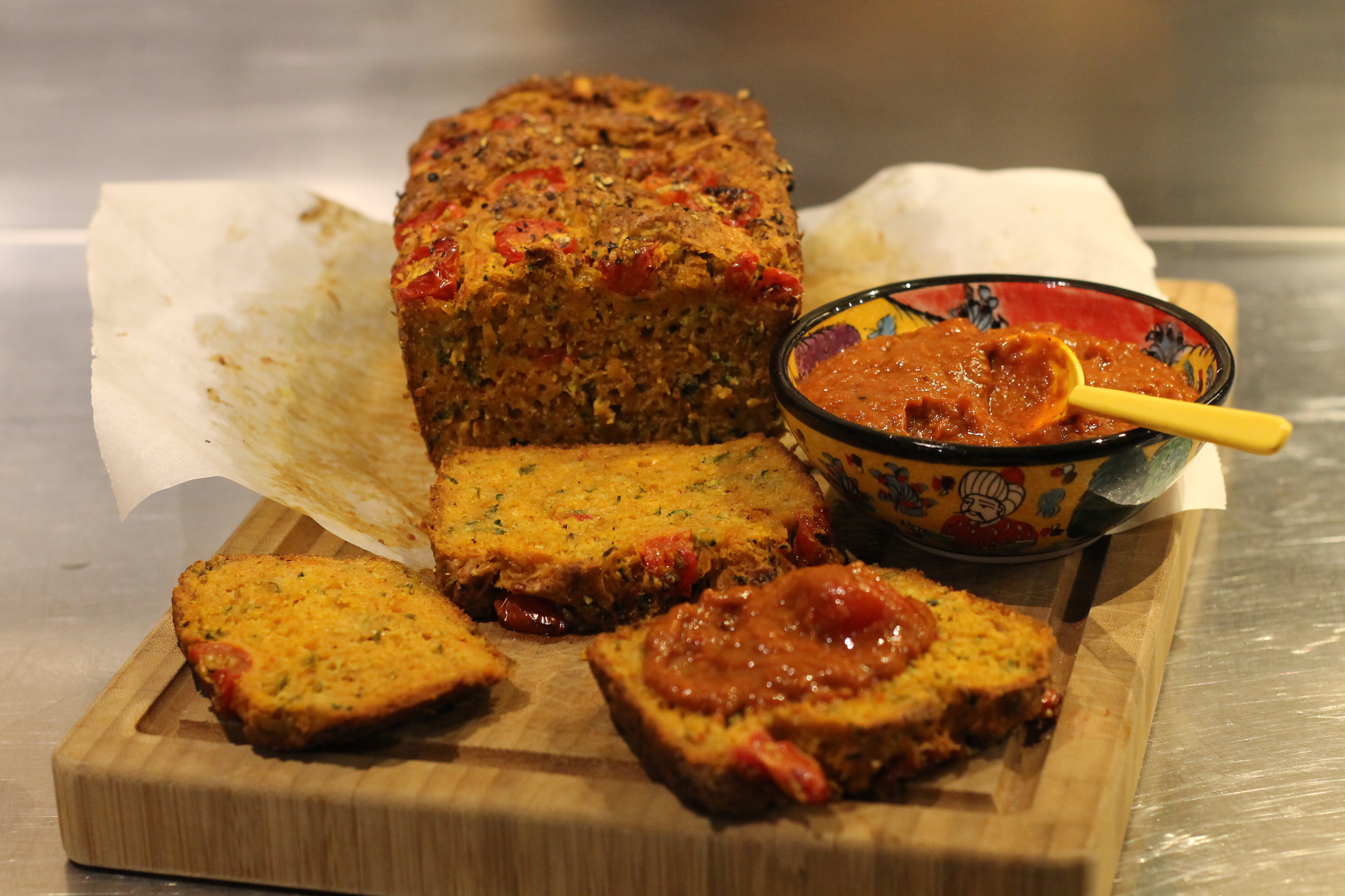 The Ultimate vegetable loaf – Tomato and Zucchini loaf with spiced tomato chutney