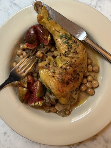 Roast Chicken with Figs, Chickpeas and Sherry Vinegar